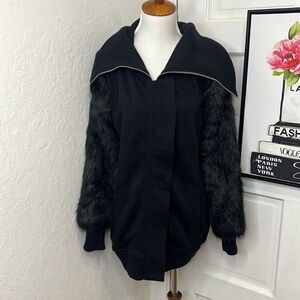 Aiko Black Jacket with Faux Fur Sleeves Size XS